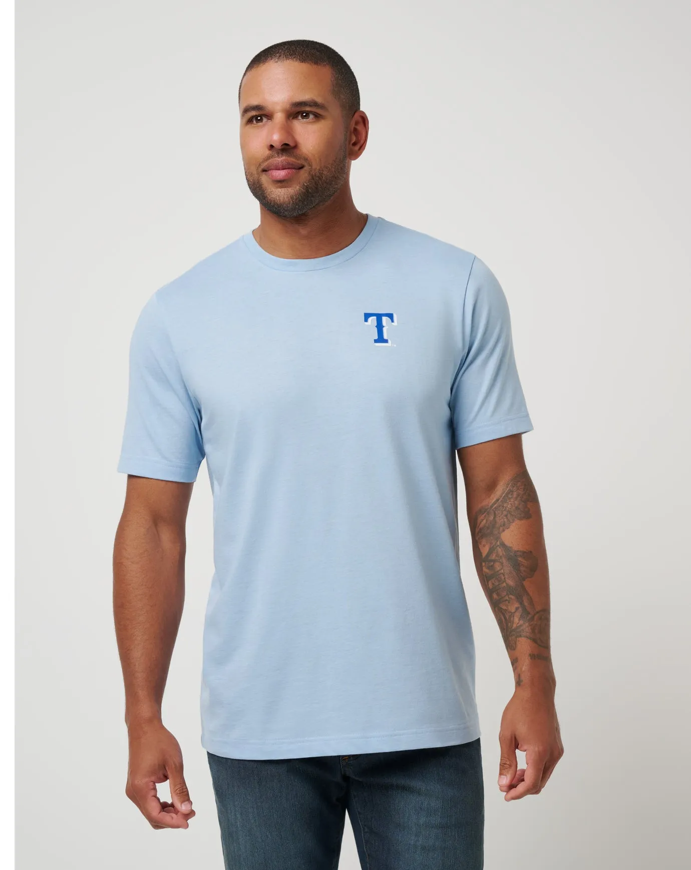 Classic Cut DoubleStitched Seams Texas Rangers Friendly Rivalry Tee