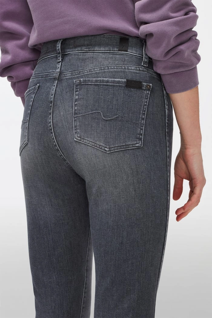 Minimalist Pocket Layout Active Touch The HW Slim Kick Illusion Moon Tune Jeans With Worn Out Hem - Grey