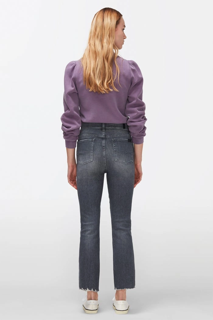 Street Mood The HW Slim Kick Illusion Moon Tune Jeans With Worn Out Hem - Grey