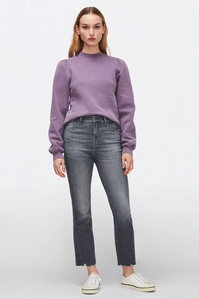 The HW Slim Kick Illusion Moon Tune Jeans With Worn Out Hem - Grey Brunch Outfit Traveler Gear Low Impact Manufacturing