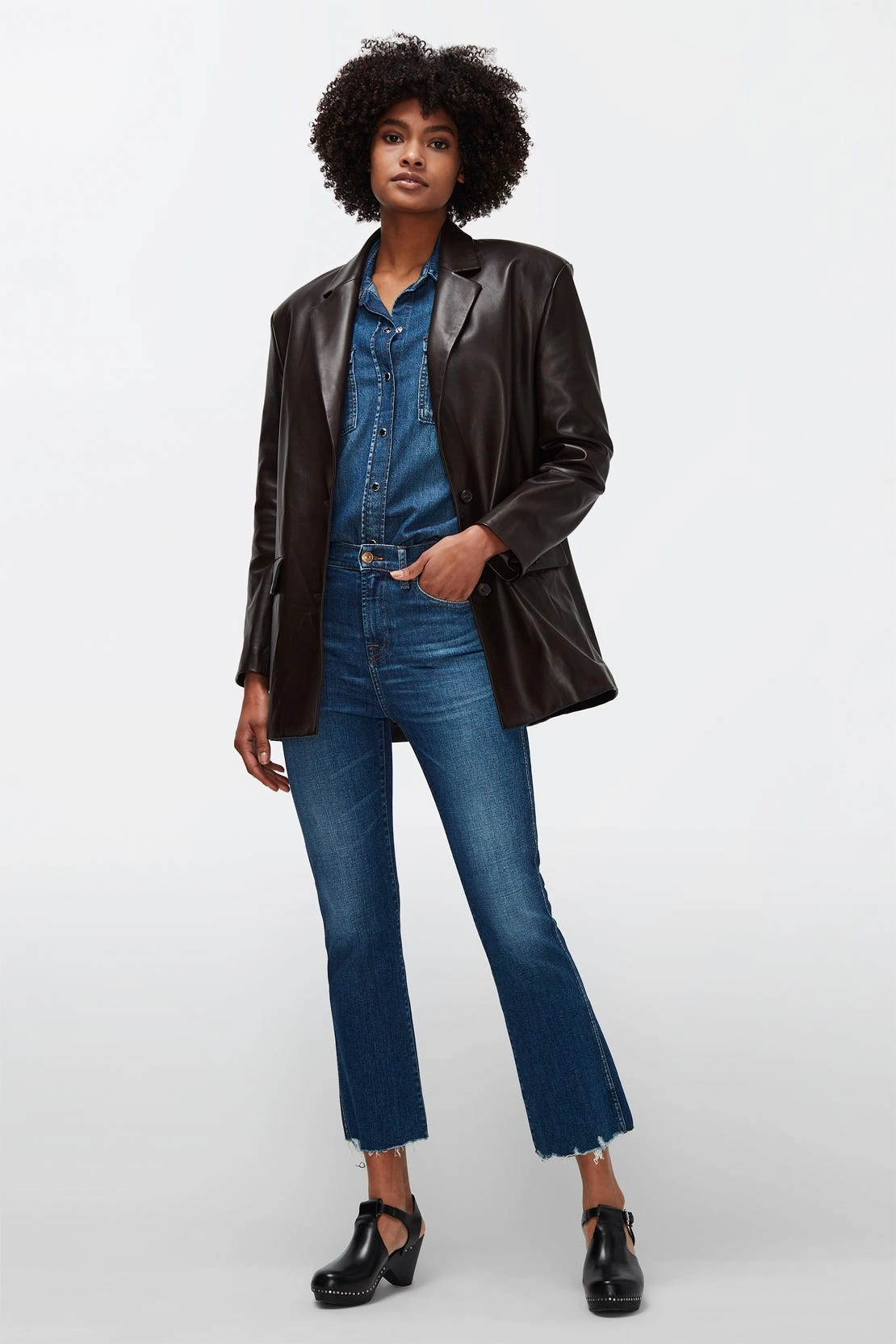 Earthy Modern Minimalist Office Wear The HW Slim Kick Slim Illusion Highline Jeans - Dark Blue