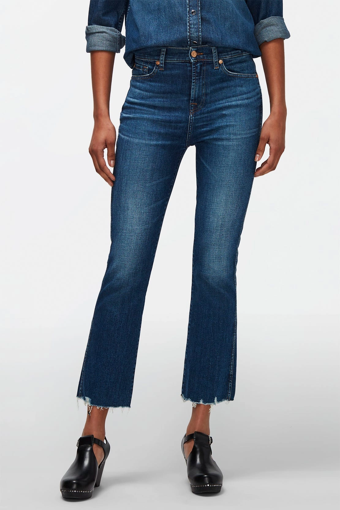 The HW Slim Kick Slim Illusion Highline Jeans - Dark Blue Neutral palette Creative Look Work Ready Lightweight