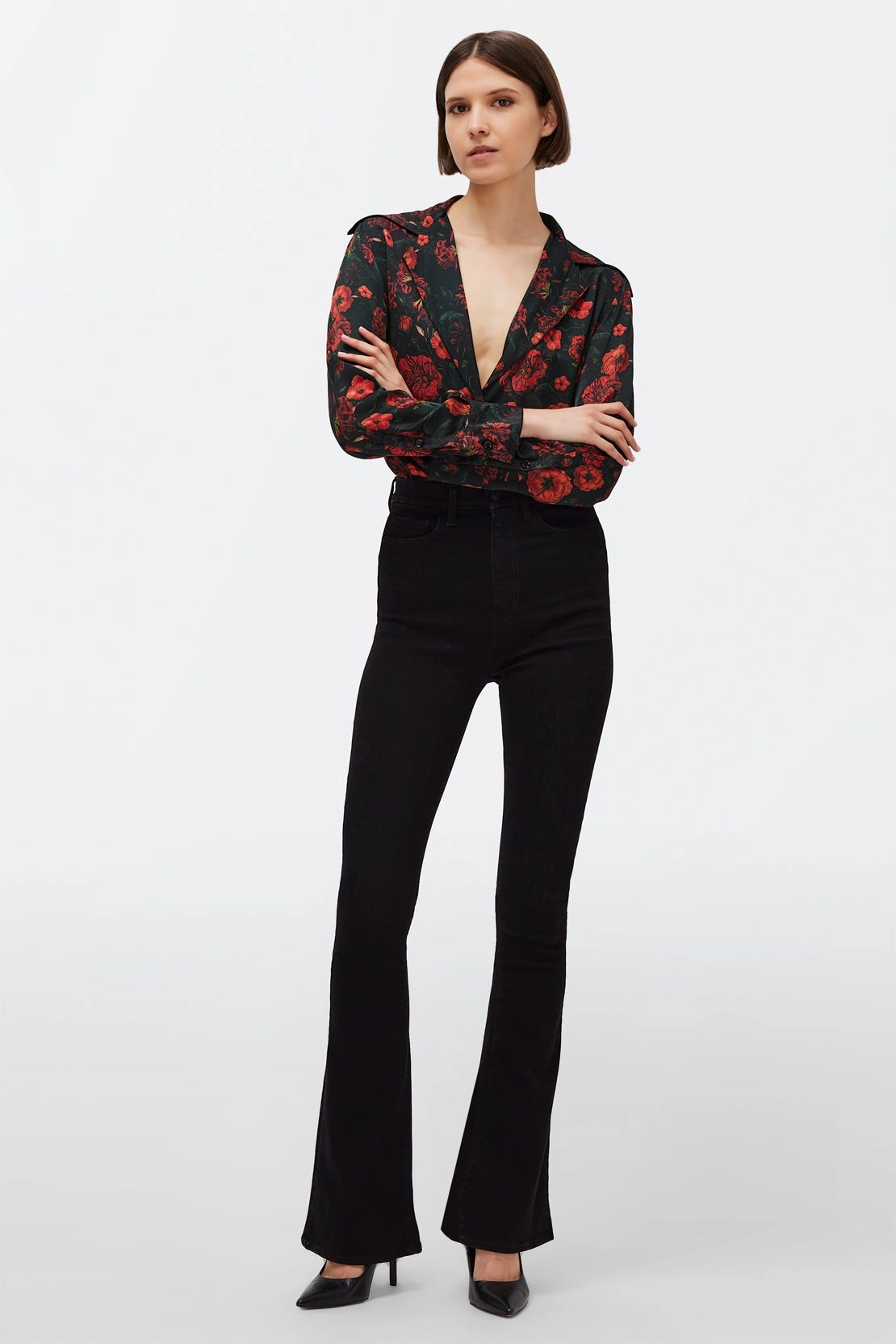 Double Layered Knees The Ultra High Rise Skinny Boot Orchid Jeans - Black