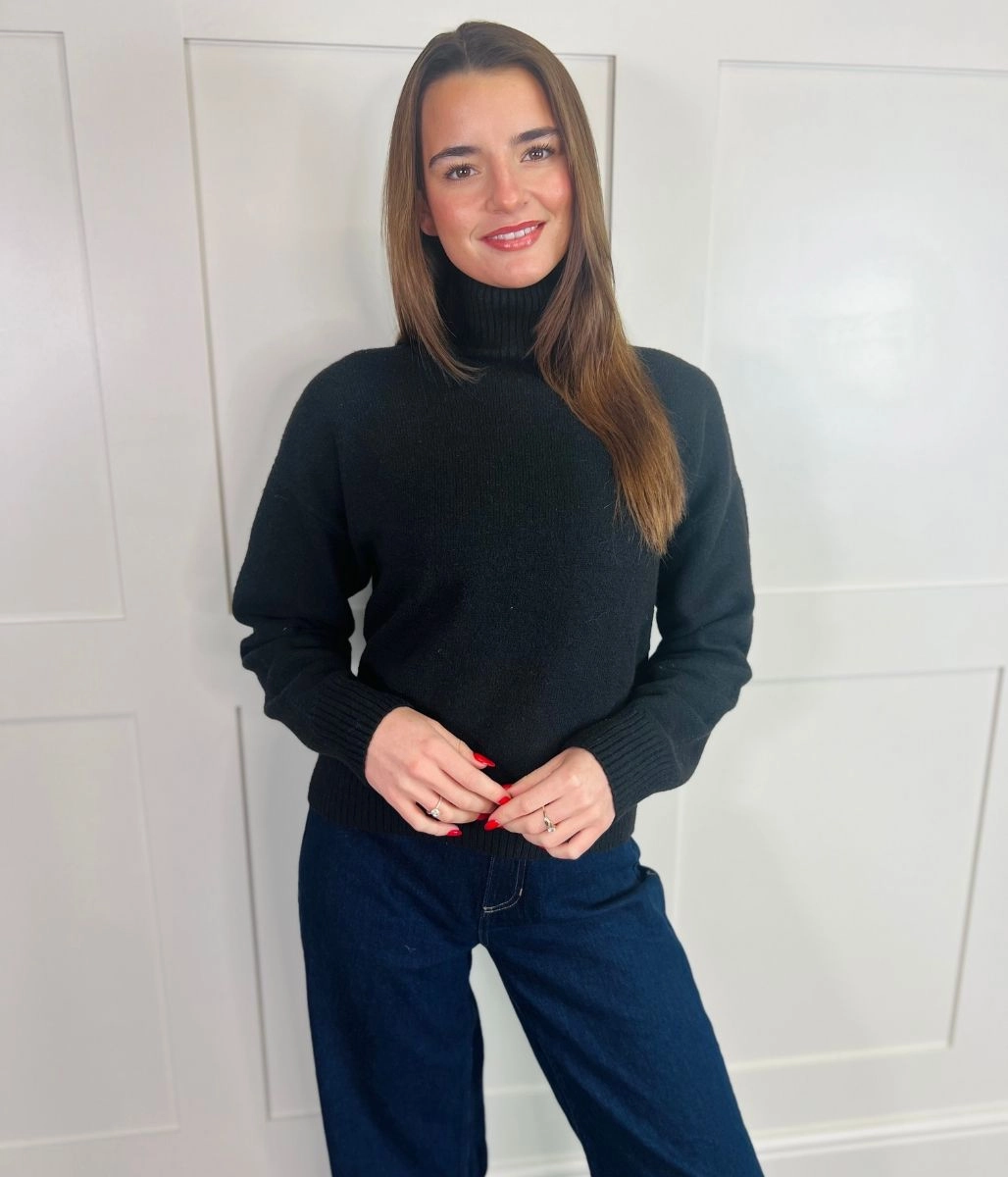 Black Soft Funnel Neck Jumper Chilly Layer Look