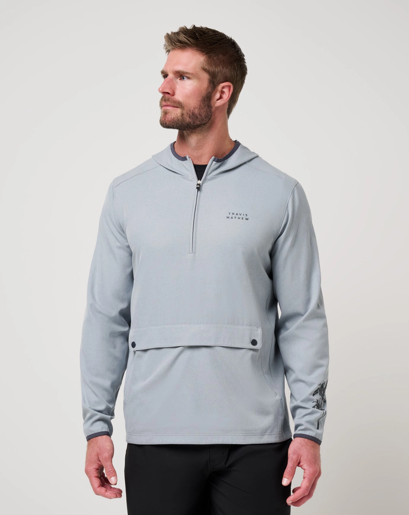Wind Resistant Coating Out Of Pocket Hooded Quarter Zip