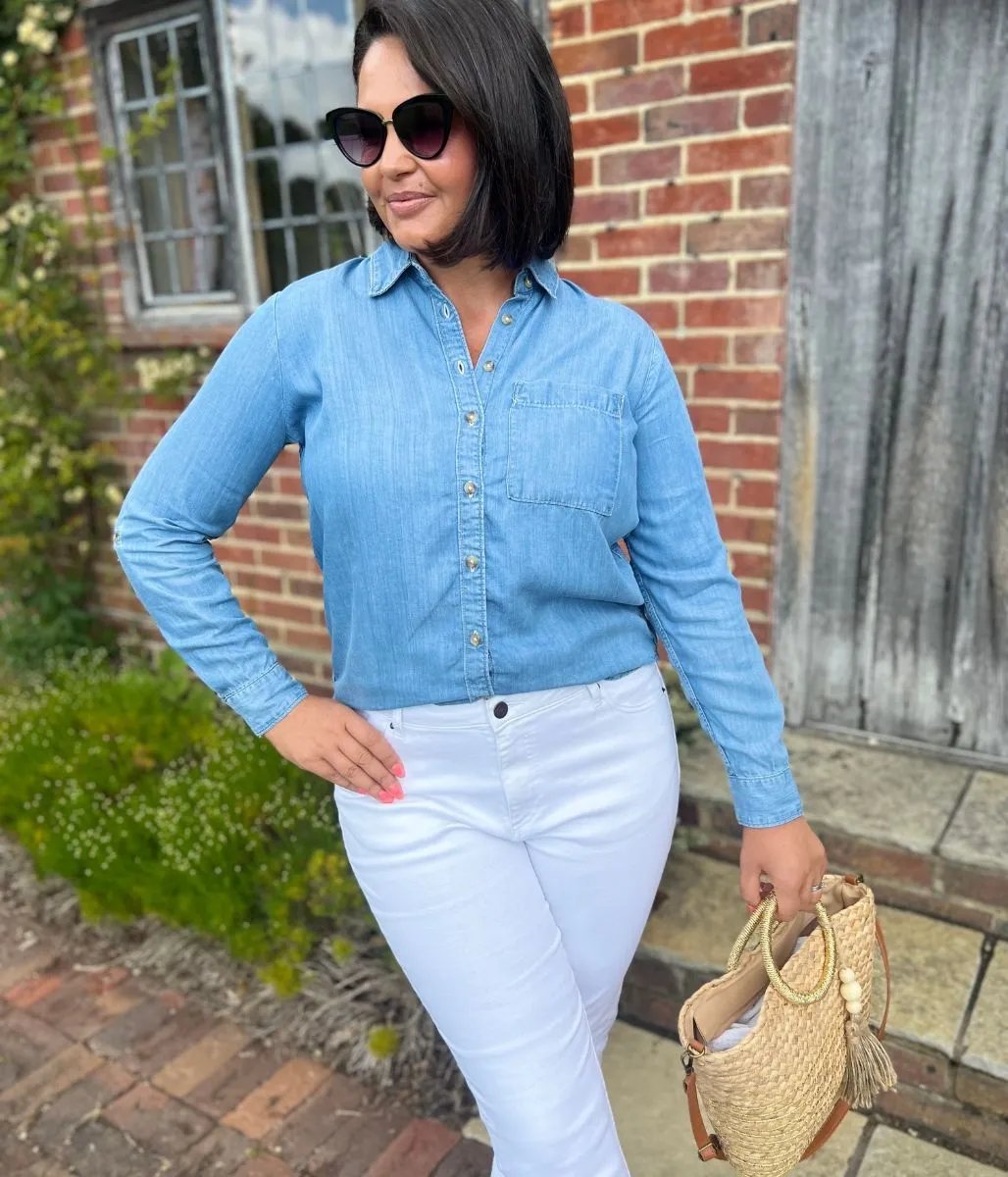 Blue Denim Lyocell Shirt Breathable mesh panel