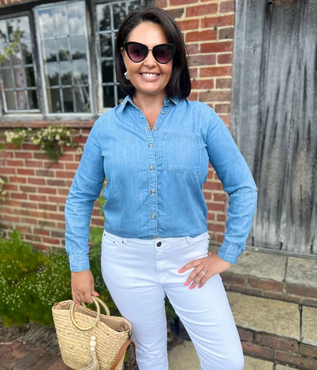 Workout Apparel Blue Denim Lyocell Shirt