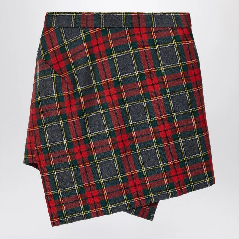 Neutral Look Vivienne Westwood Women's Wool Mini Skirt With Tartan Pattern