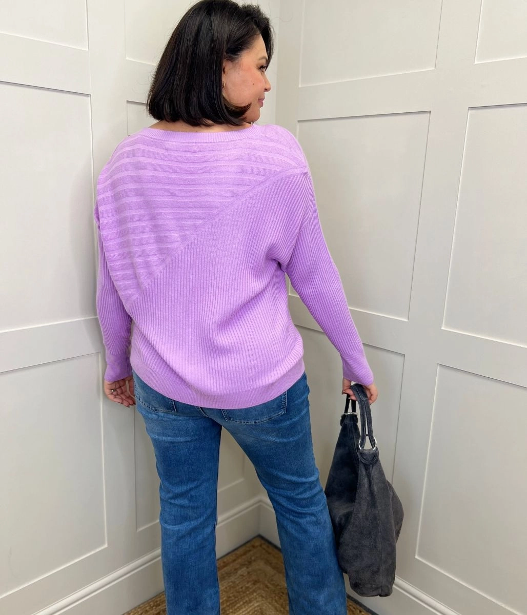 Lilac Textured Contrast Button Shoulder Jumper Timeless Cozy Double Layered Knit