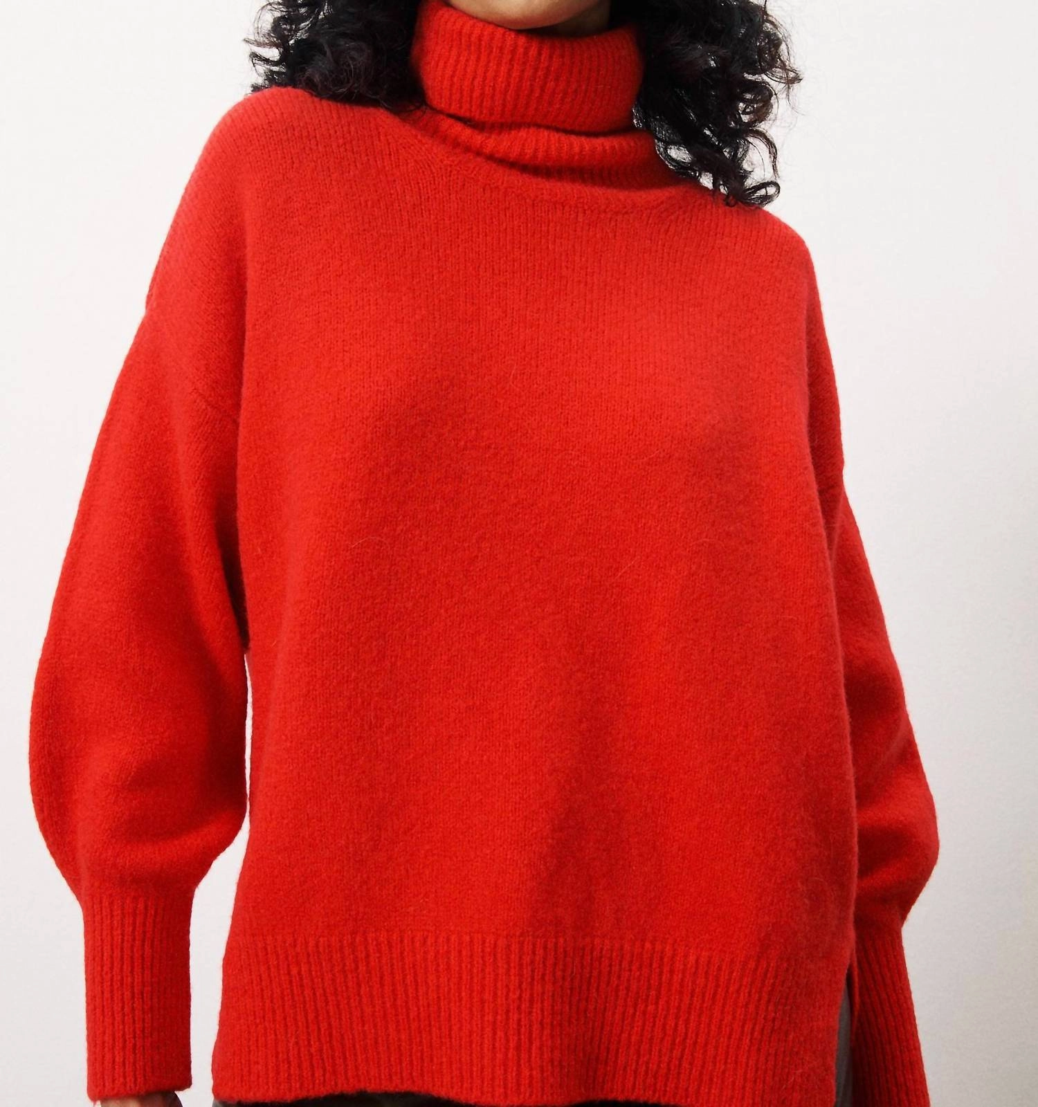 Cable Stitch Ariette Sweater In Rouge