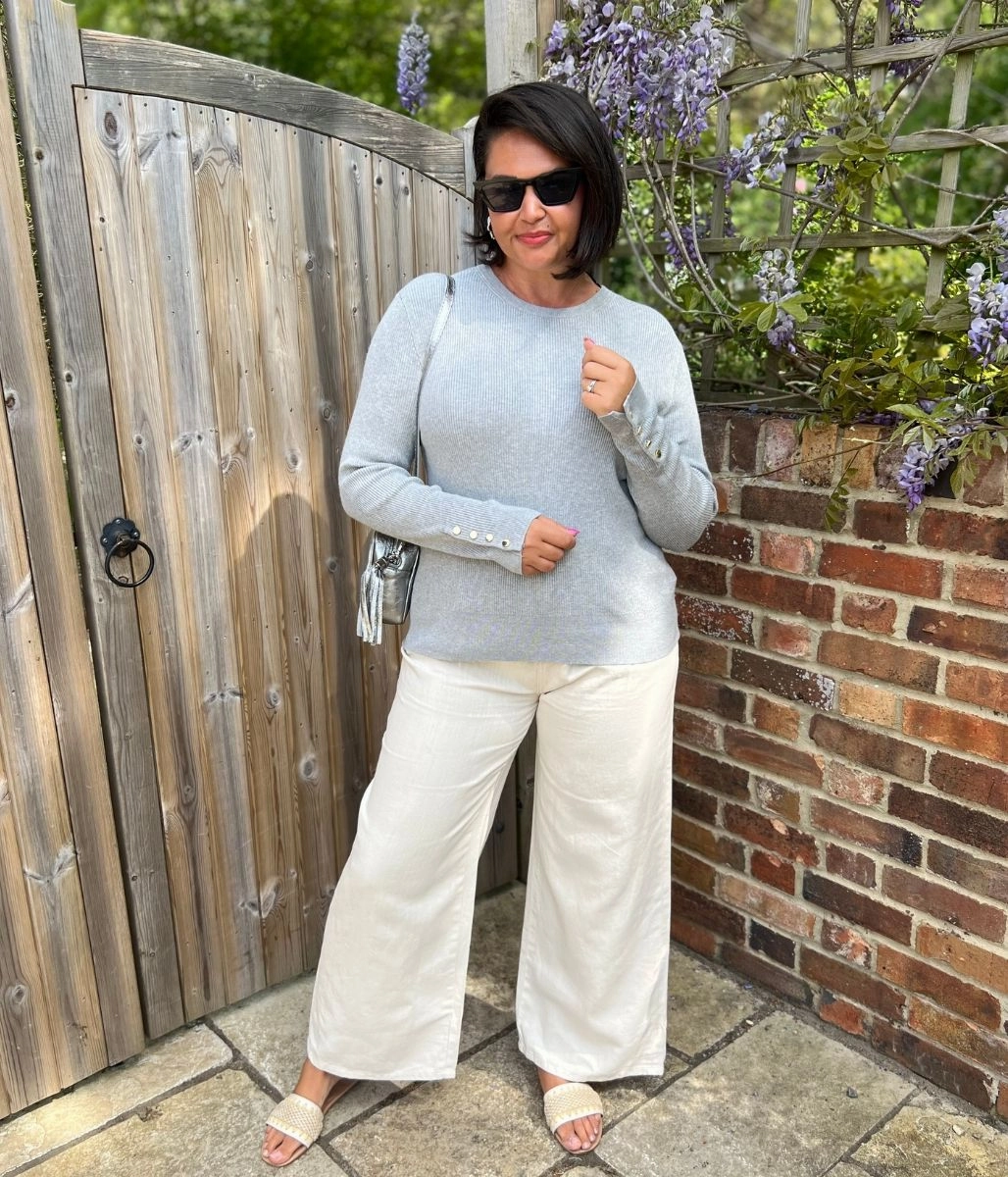 Chilly Day Layers Zero Pilling Guarantee Grey Ribbed Button Cuff Jumper