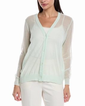 Snuggle Comfort Compression Fit Technology Lafayette 148 New York V-Neck Button Front Wool-Blend Cardigan