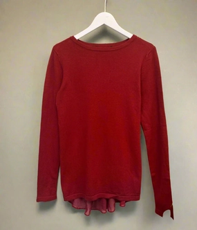 Comfortable Look Chilly Day Knit Maroon Chiffon V Back Jumper