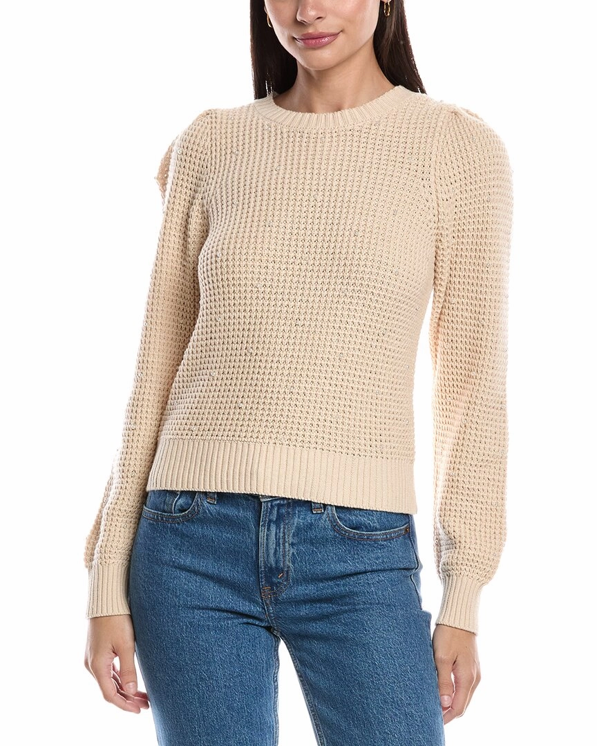Michael Stars Francesca Puff Sleeve Wool-Blend Sweater Breathable Textured Fabric Knit Layering