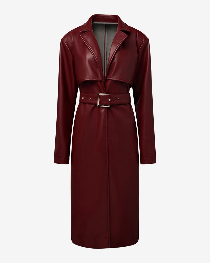 Vegan Leather Trench Coat Non Bulky Design