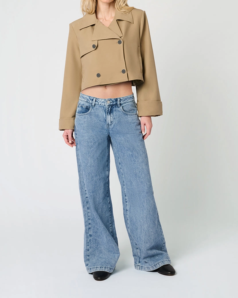 Non Restrictive Movement Cut Quick Dry Technology Cropped Trench Coat