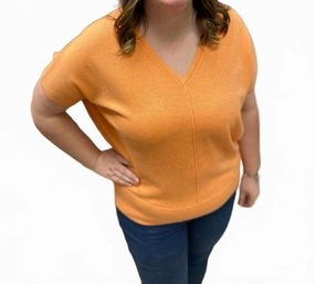 Soft Material light layering Reversible Button Sweater Top In Orange