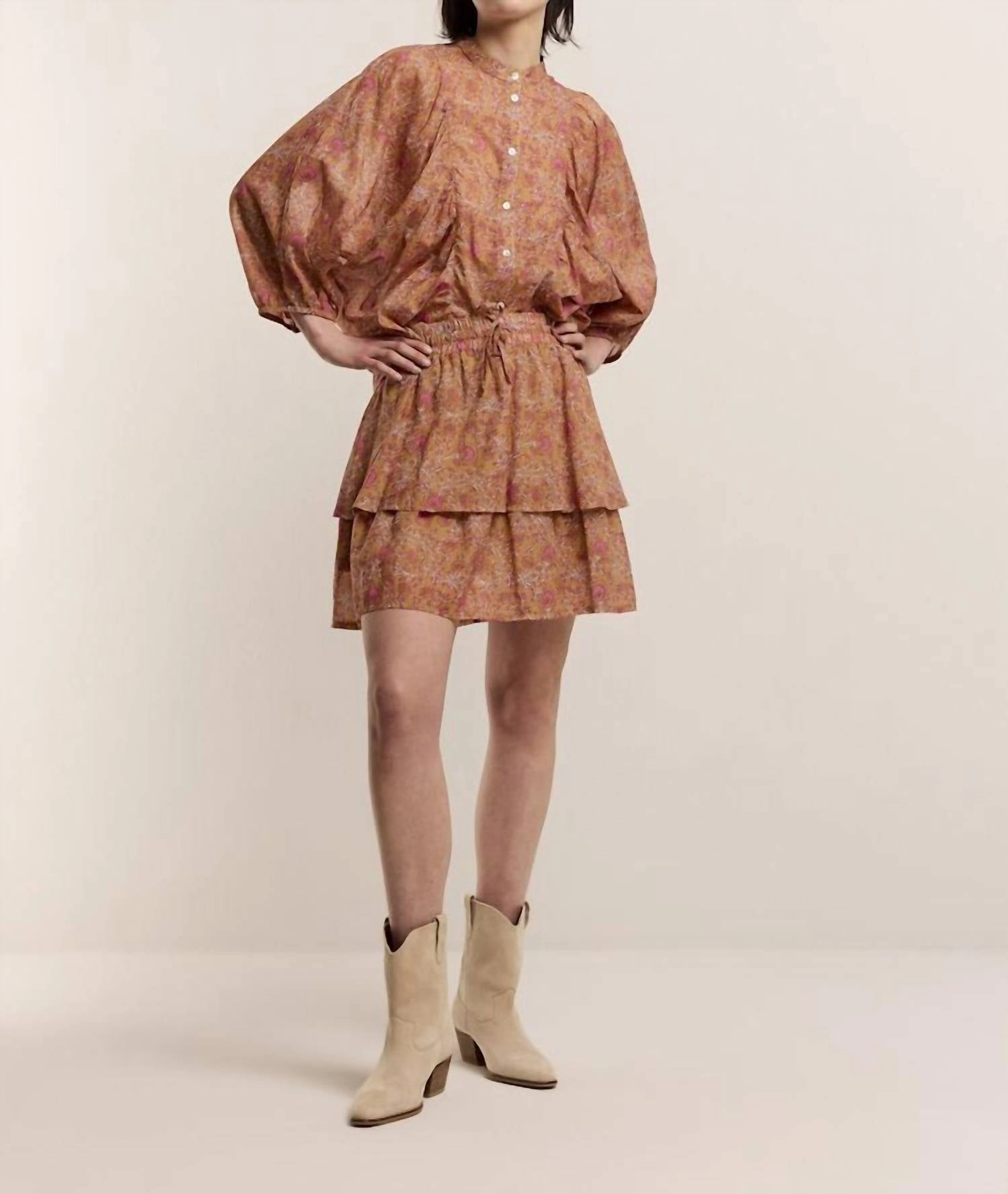 Petit Fleur Skirt In Soft Camel Stretch Comfort