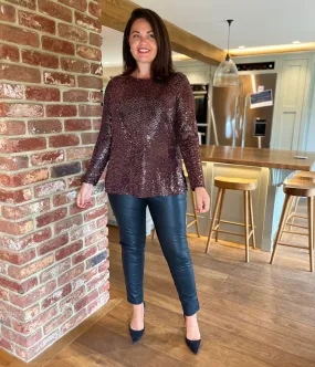 Active Tee Ethically Sourced Material Gold Sparkle Cowl Back Tunic Top