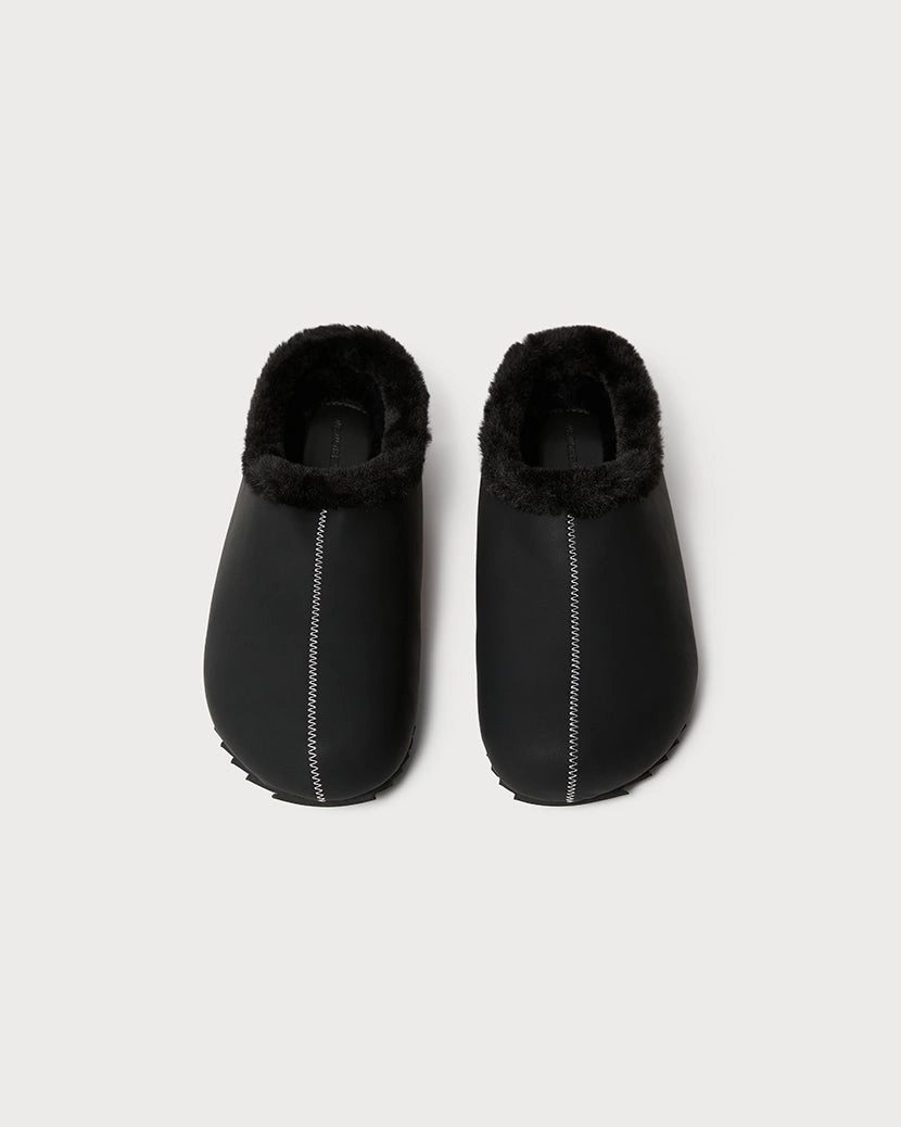 Vegan Leather Clog Sleek Outdoor Look Double Buttons