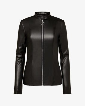 Comfortable lining Clean Fit Design Vegan Leather Fitted Moto Jacket