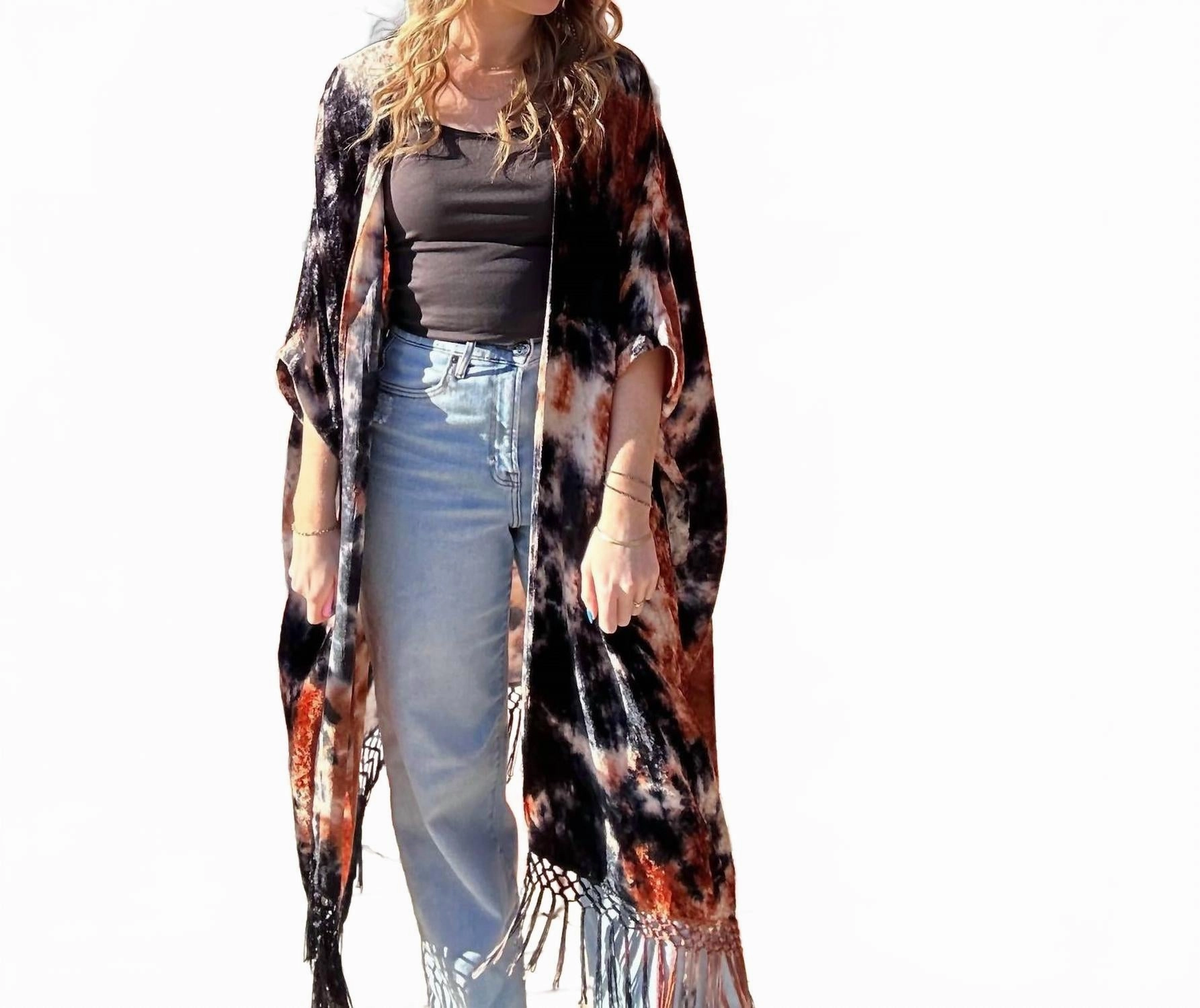 Velvet Duster In Black Rust Perfect Knit