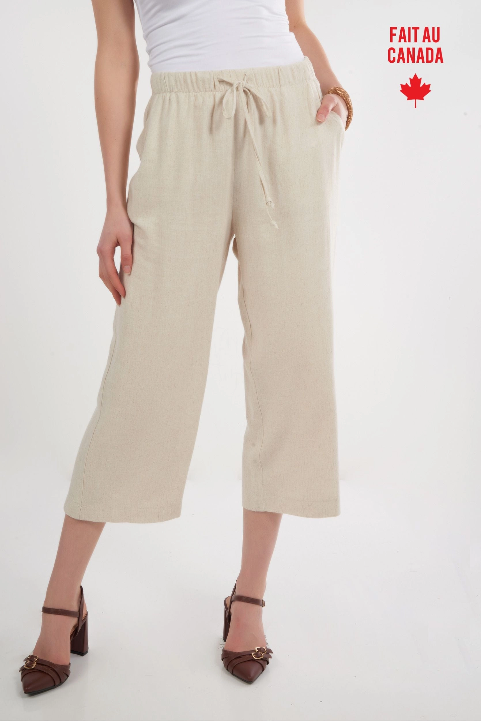 Layer Fit AdjustableDrawstring Capri ?? jambe large - HEIDI - (R-A13)