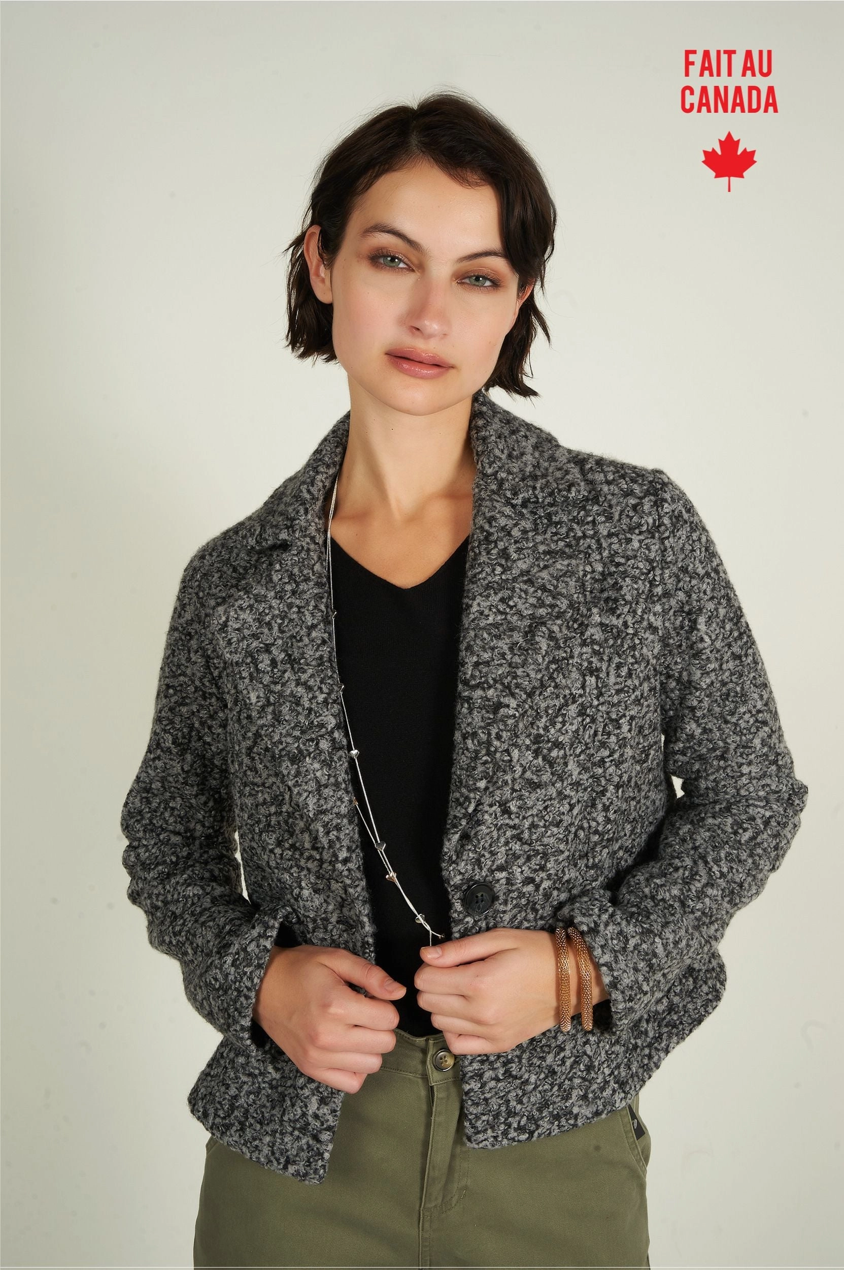 Modular Layering Veste sherpa en tissu boucl?? - KOKO - (R-A11)