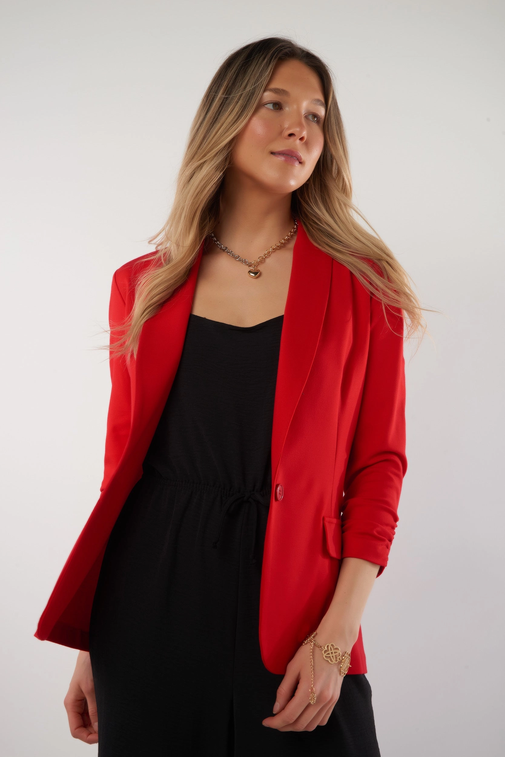 Veston ?? manches trois-quarts - LENA-R2 - (R-C10) Windproof Material Stripe Look