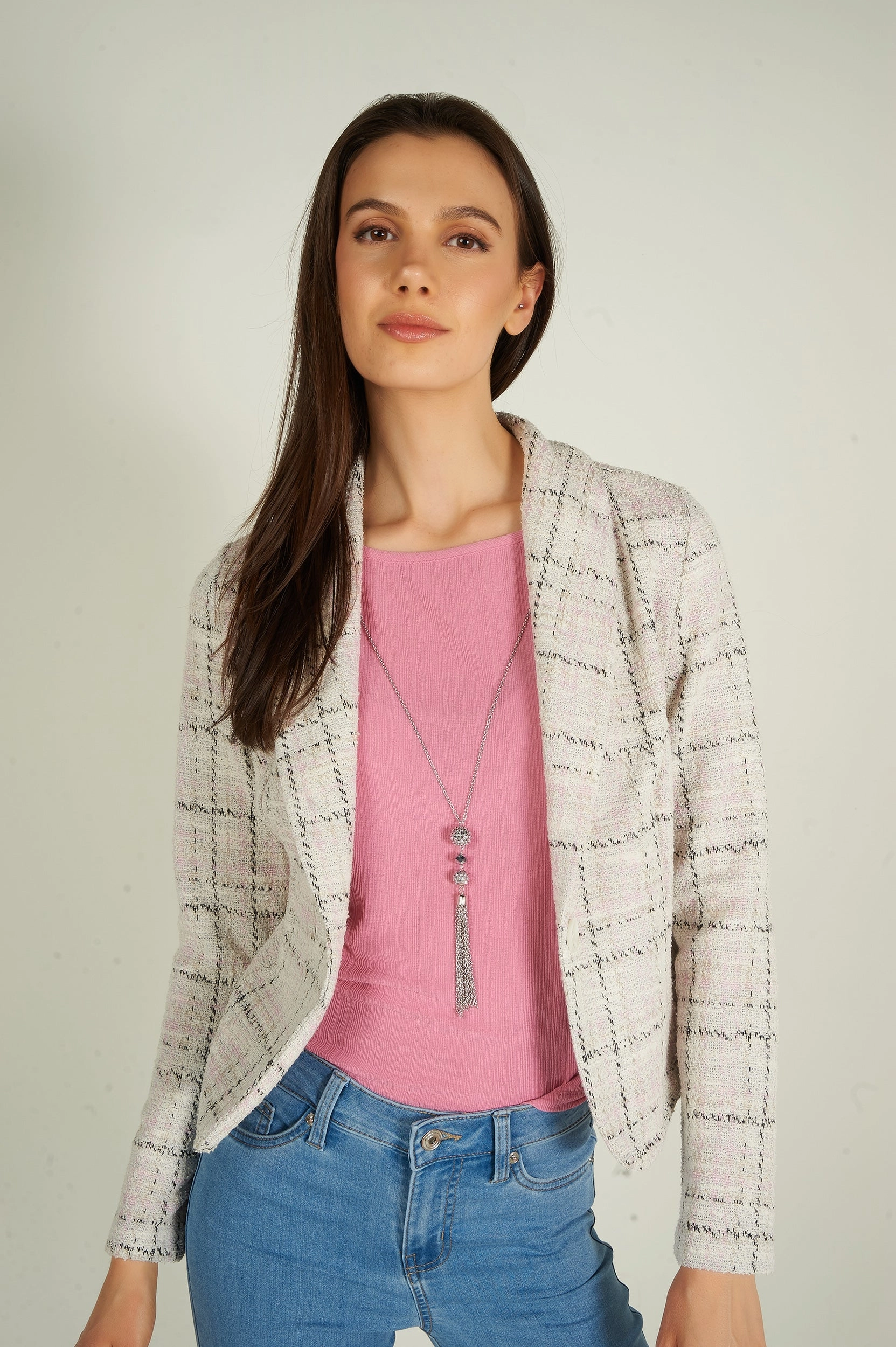 Veston en tissu boucl?? - VINA-BCL - (R-B11) Airy Cloth Compression Fold Design