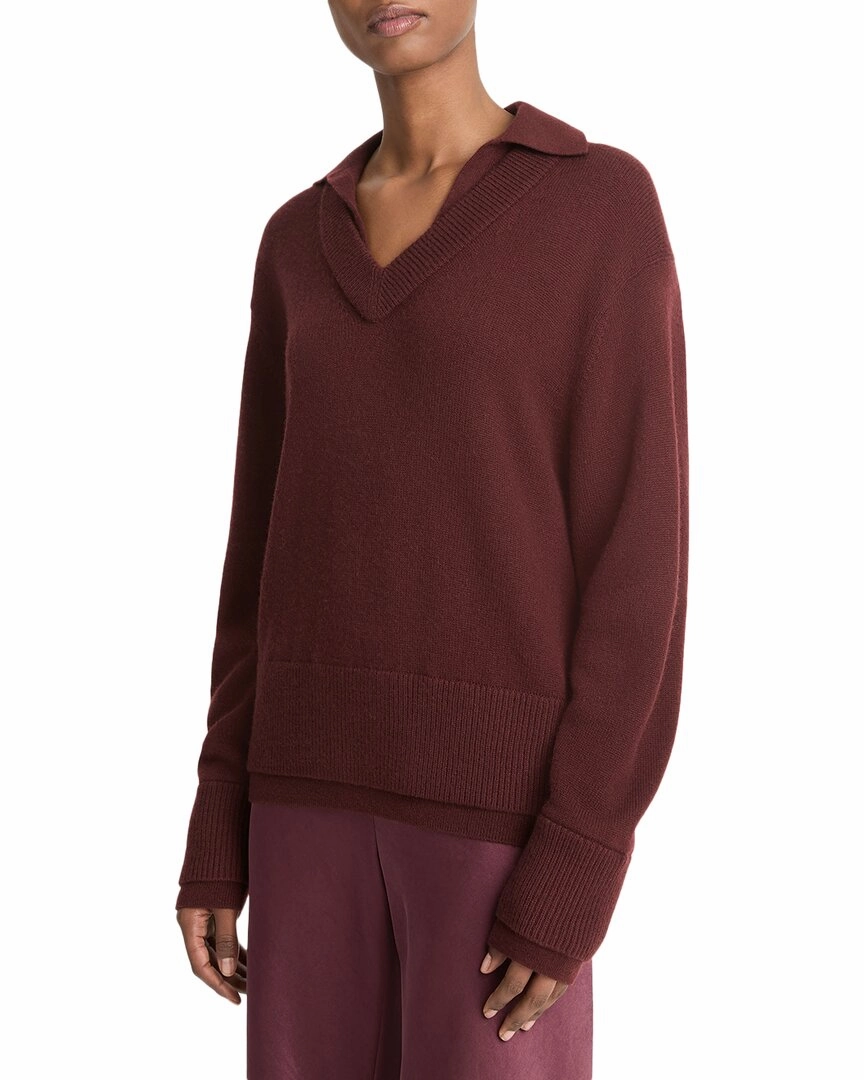 Snuggle Fit Vince Collared Double Layer Wool & Cashmere-Blend Pullover