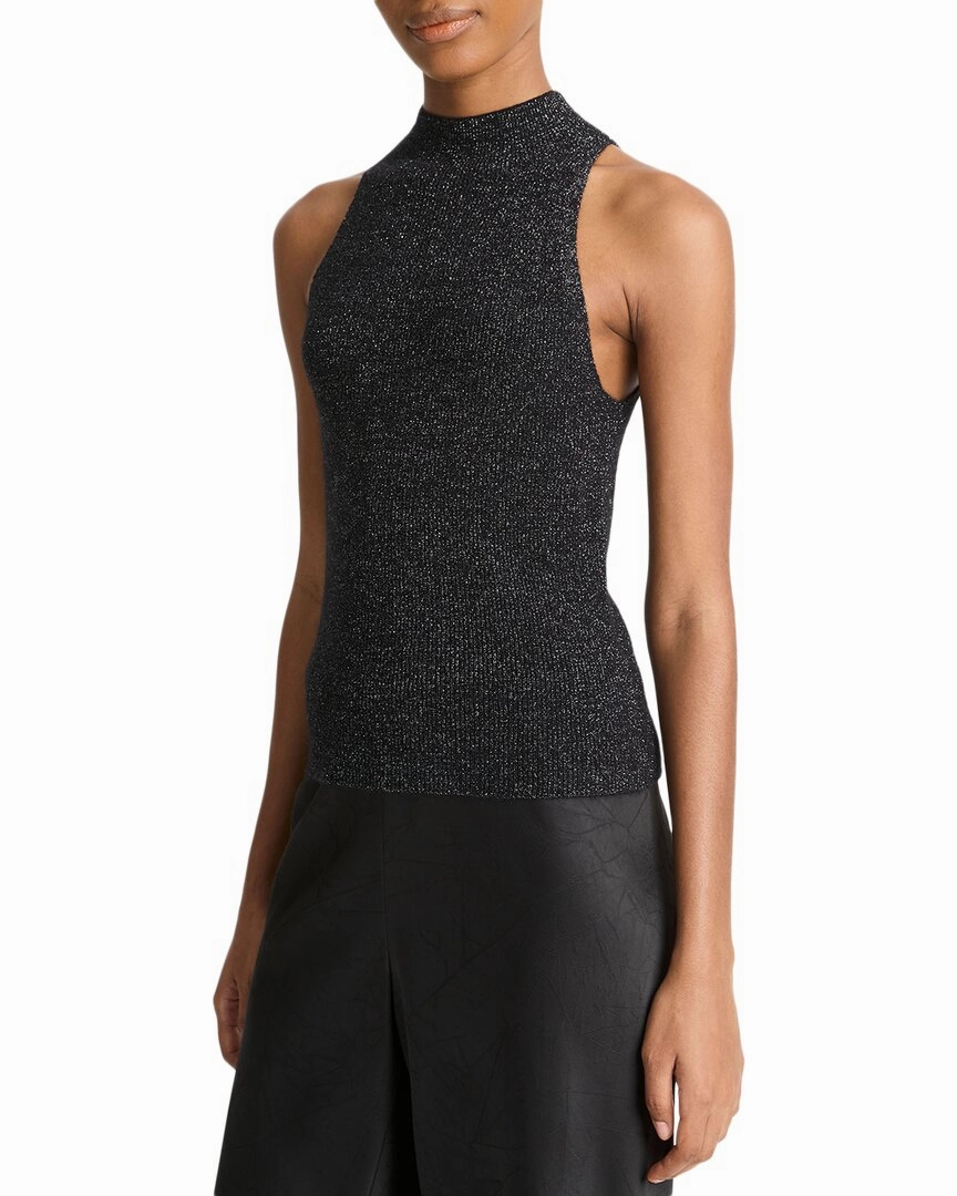 Winter Fashion Must-Have Vince Metallic Mock Neck Alpaca-Blend Tank