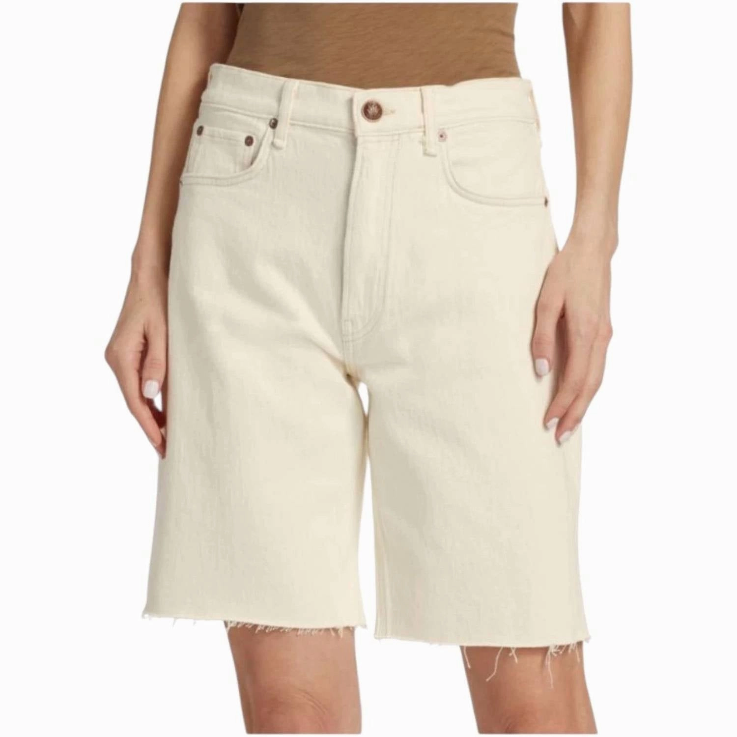 Organic Cotton Light Stretch Vintage Bermuda Shorts In Ecru