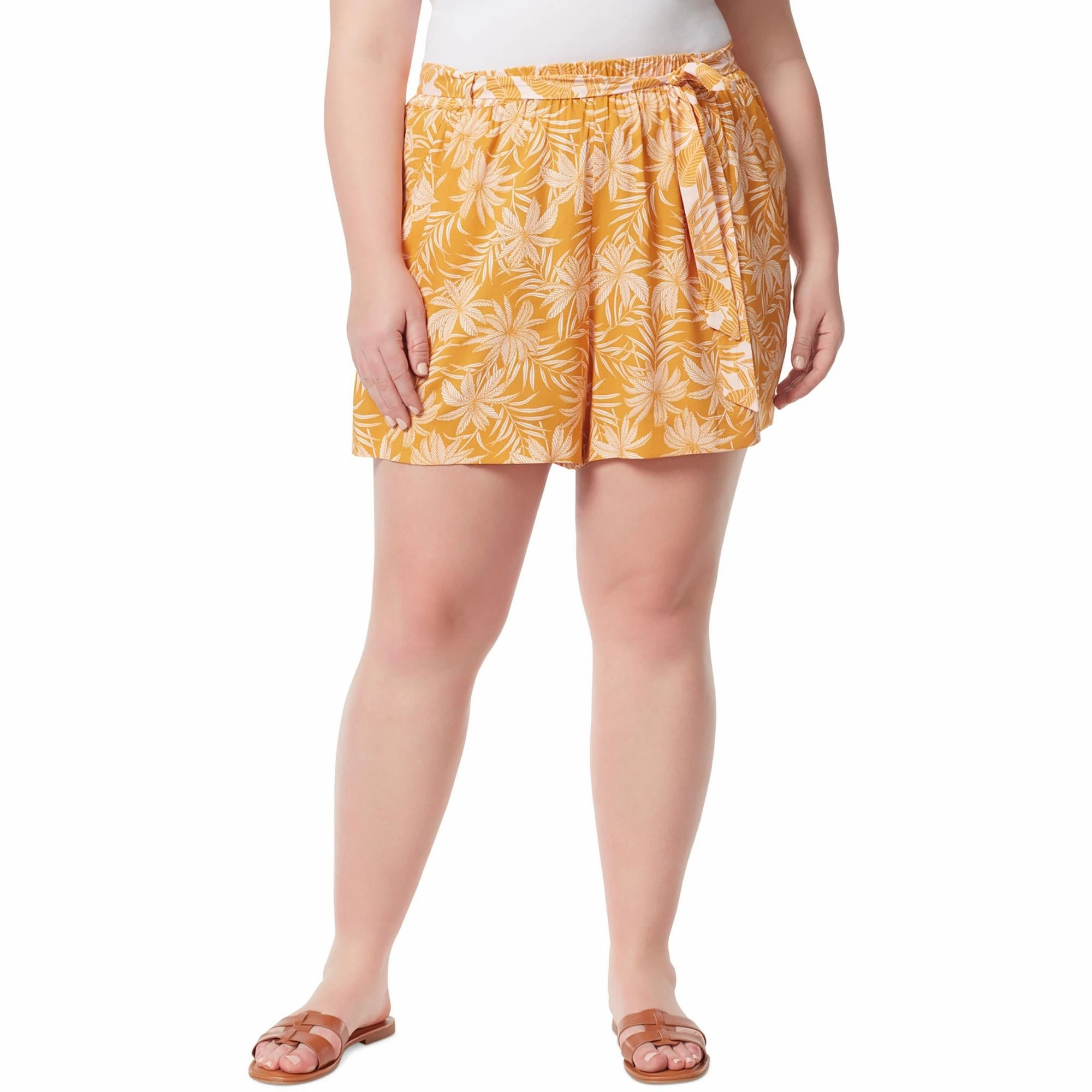 Plus Ellgown Womens Printed Belted Flat Front Water resistant coating