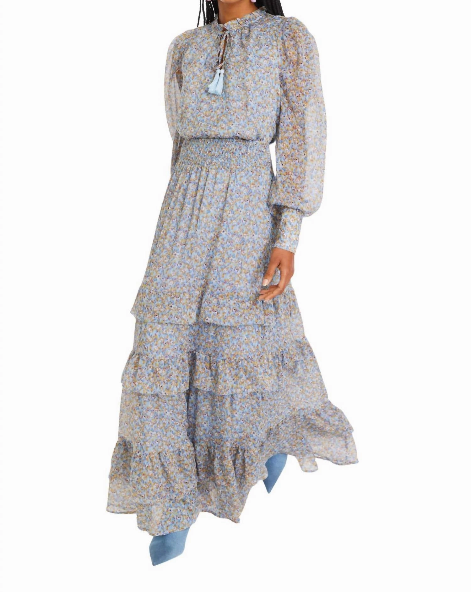 Light Edge Relaxed Style Vivian Maxi Skirt In Dusty Blue