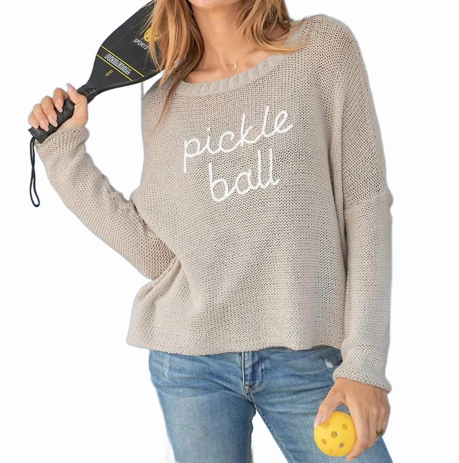 Pickleball Crewneck Cardigan In Khaki Effortless Knit Knitted Layer