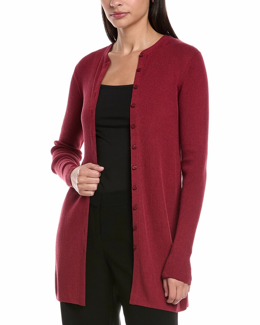 Layered Wearable Lafayette 148 New York Ribbed Silk-Blend Cardigan