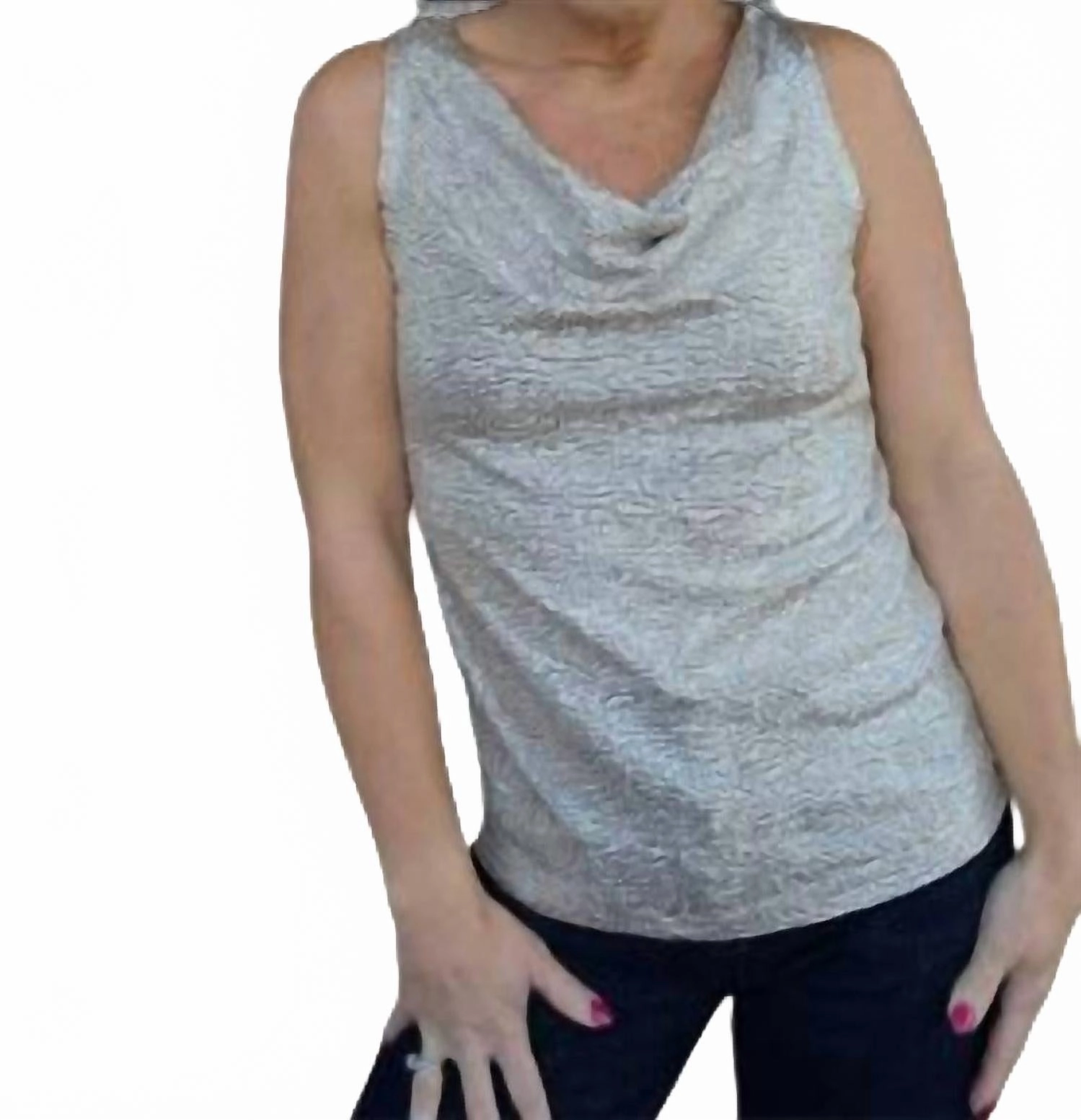 Simple Knitwear Basic Layering Cowl Neck Top In Champange