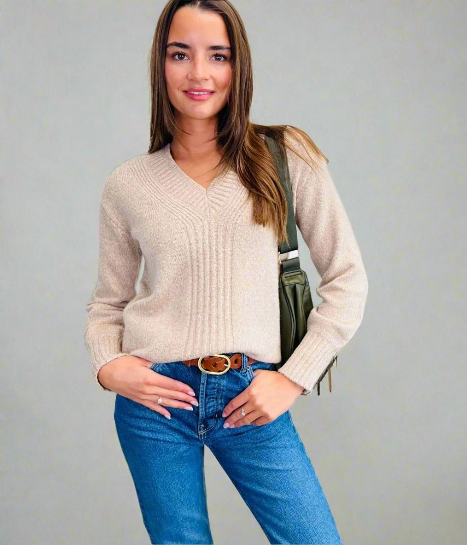 Natural Sparkle V Neck Jumper Versatile Layer Snuggle Look