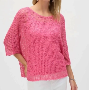 Chenille Sweater Knit Open Stitch Two-Piece Set In Bubble Gum Cold Day Outfit Chilly Day Knitwear