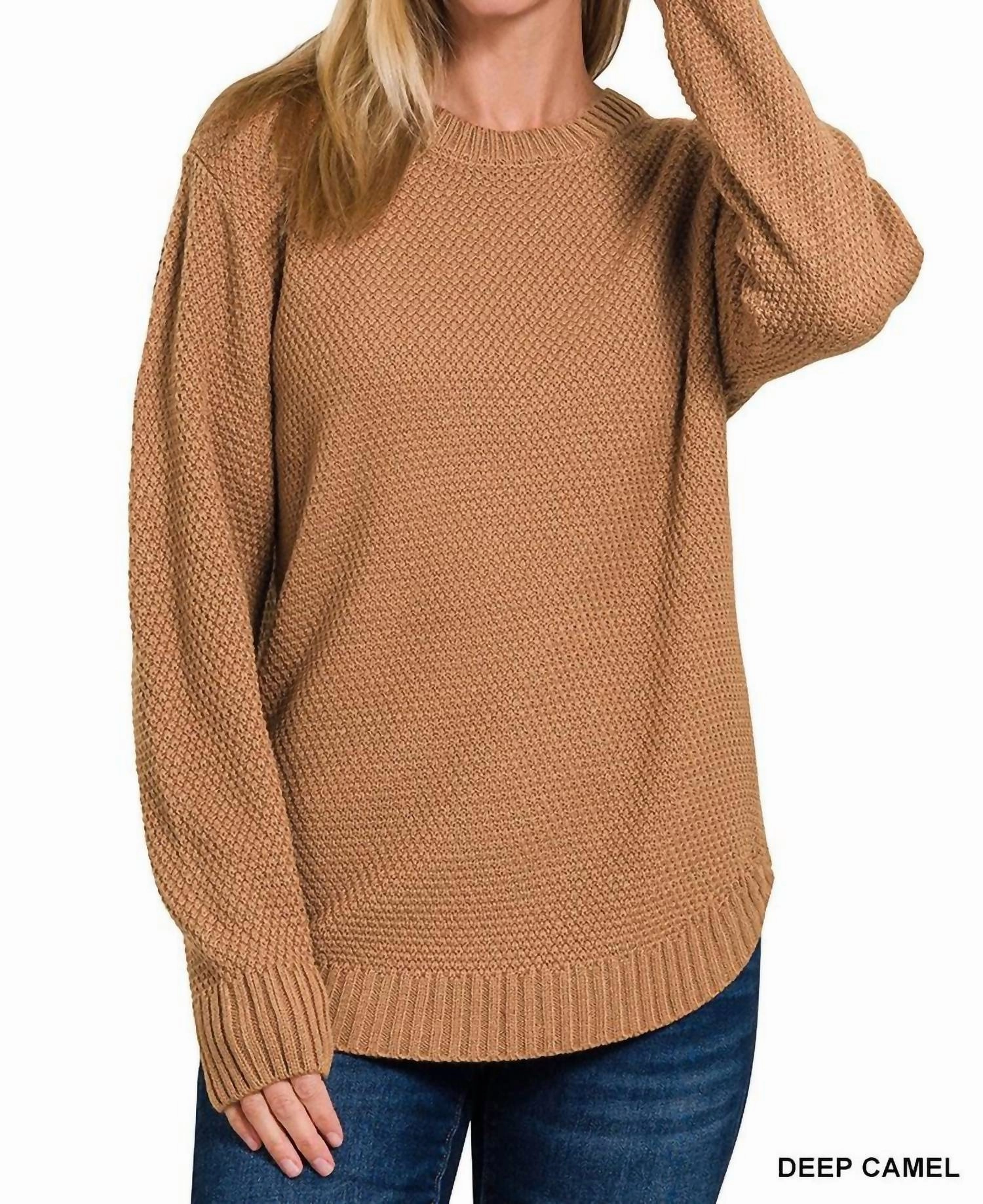 Riley Round Neck Sweater In Camel Seasonal Wear Comfort Piece