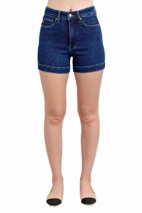 semi - formal event High-Performance Fit High Waisted Tummy Control Denim Shorts In Darkwash