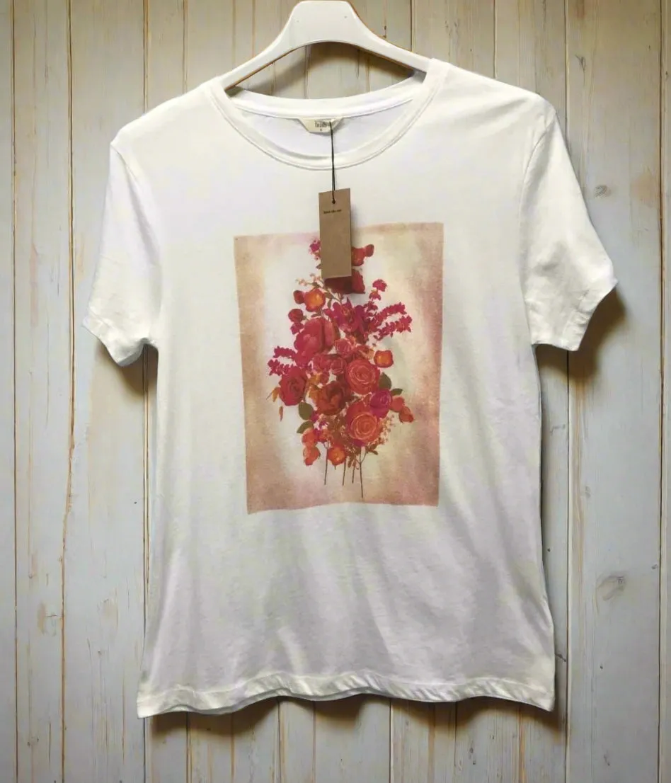 White Bouquet Print T Shirt Sun Protection Fabric MultiPanelDesign
