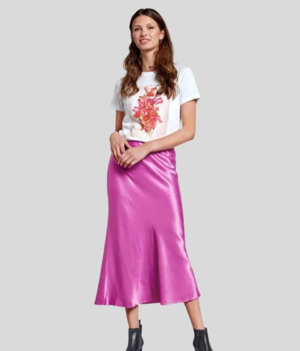 Stylish Jacket HiddenPocket White Bouquet Print T Shirt