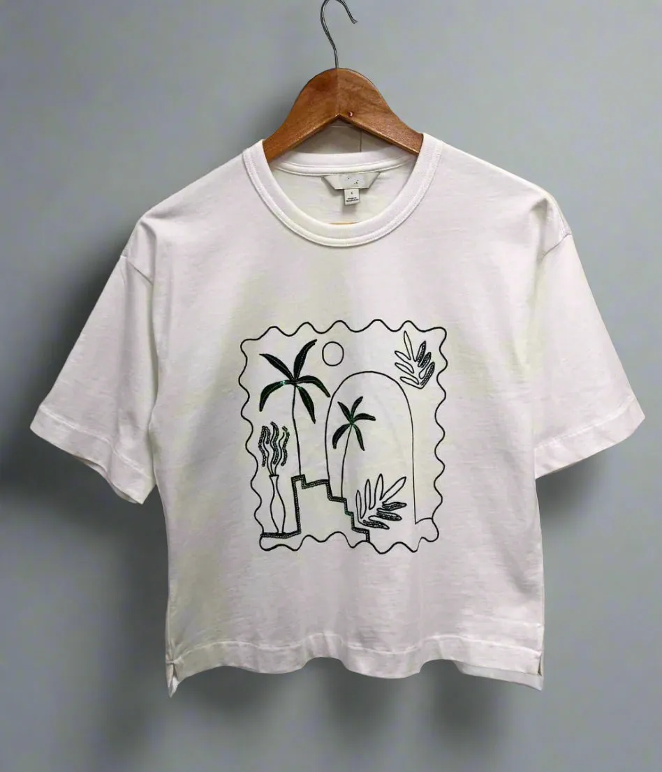 White Palm Premium Cotton T Shirt Reinforced Seams