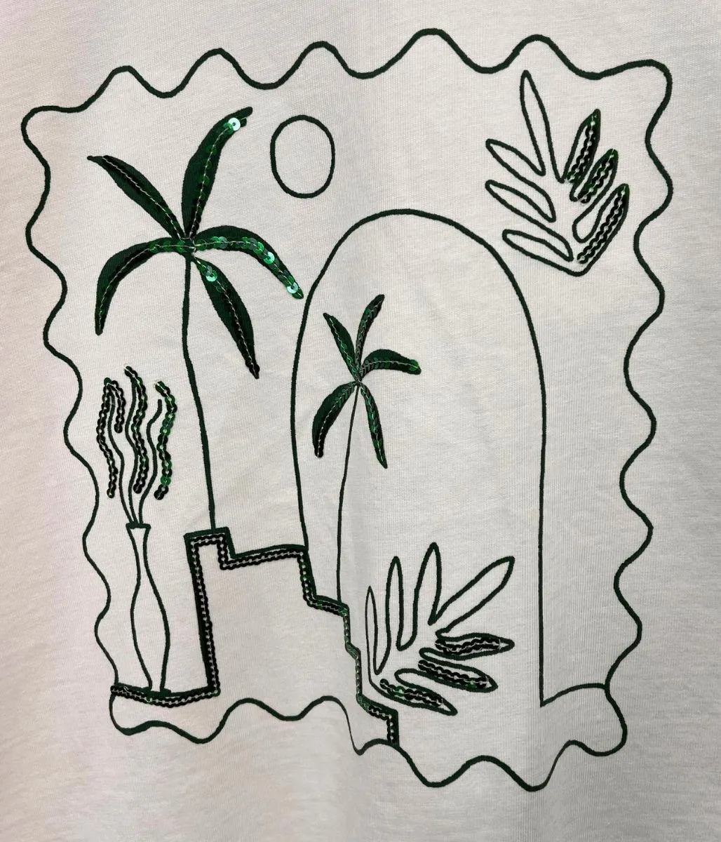 Drop Shoulder Design EasyCare Material White Palm Premium Cotton T Shirt