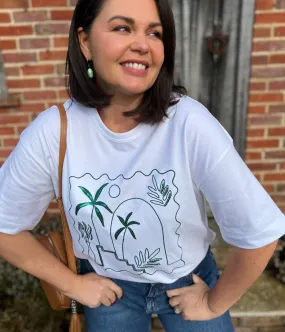 White Palm Premium Cotton T Shirt Ribbed Hem Finish