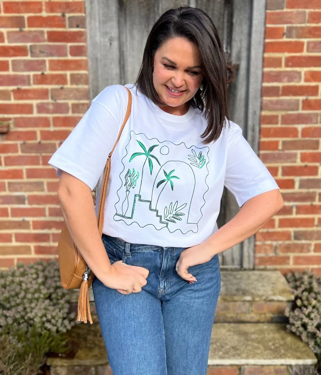 LightweightConstruction Relaxed Blouse White Palm Premium Cotton T Shirt