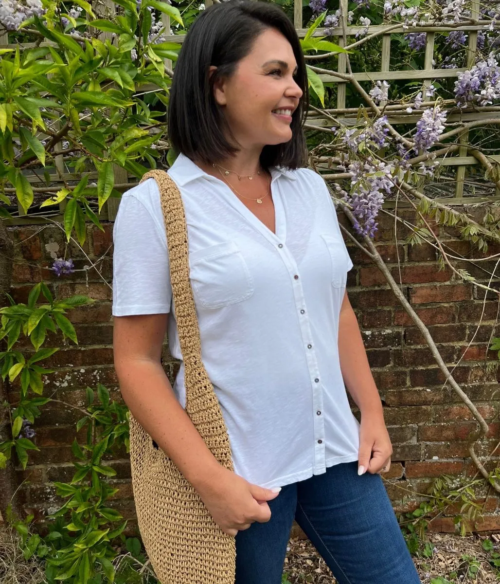 White Plain Jersey Shirt StretchMaterial