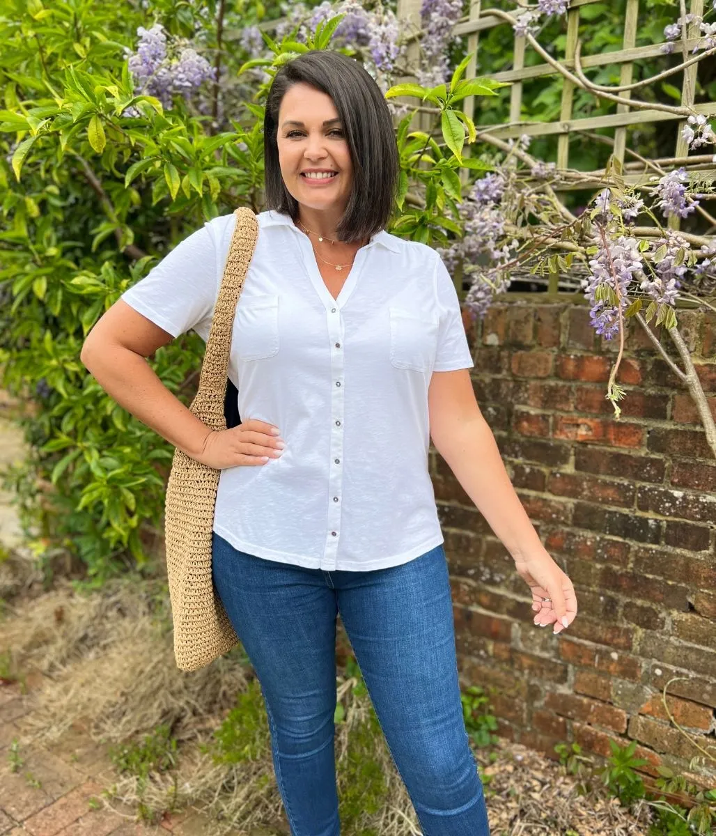 Buttery Soft Handfeel Durable Binding White Plain Jersey Shirt